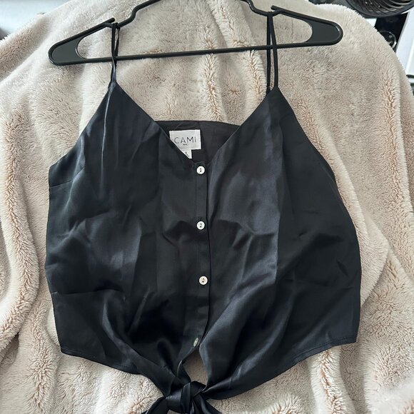 Cami NYC Black Silk Button-Down Camisole - Picture 1 of 7